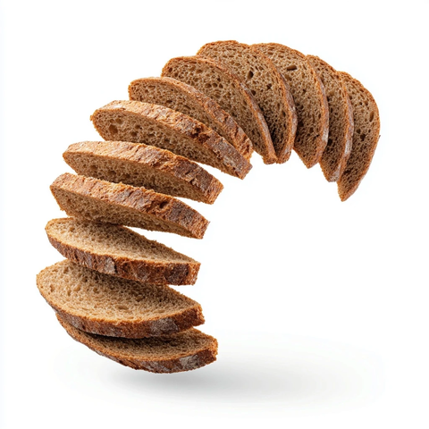 半圆形面包片漂浮白色背景