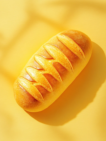 黄褐面包与浅黄背景