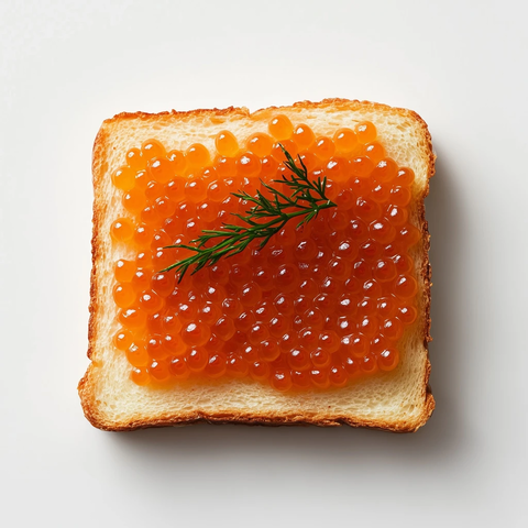 红鱼子酱三明治特写