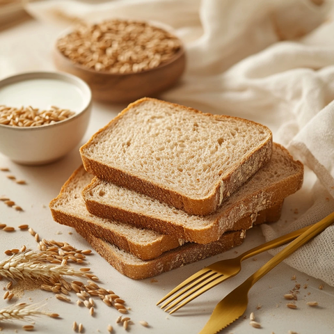 全麦面包片与牛奶小麦组合