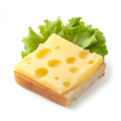 面包片上的奶酪和生菜