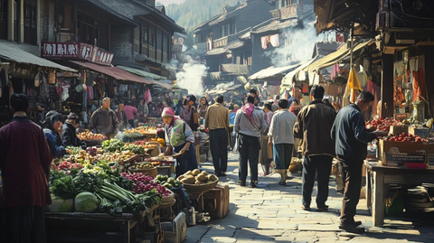 热闹的传统集市街道