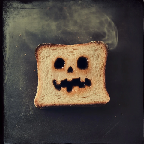 万圣节黑暗中的大蒜面包
