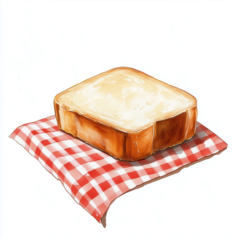 红白格桌布面包切片图