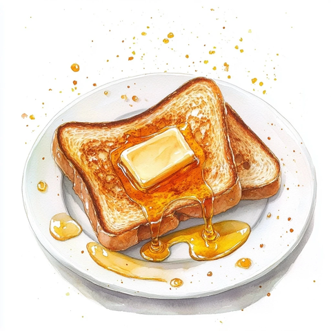 金黄吐司蜂蜜早餐盘