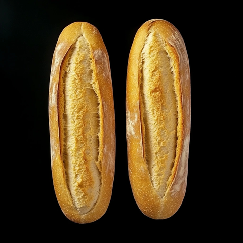 法式面包俯视与仰视图