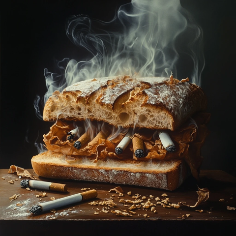 面包片烟卷蔬菜组合