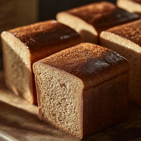 光裸麦面包整齐排列