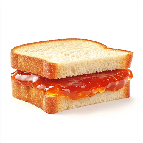 松软面包夹心果酱三明治