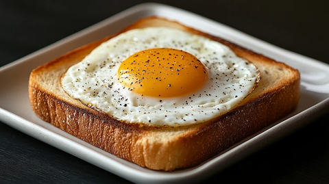 白色盘子鸡蛋面包