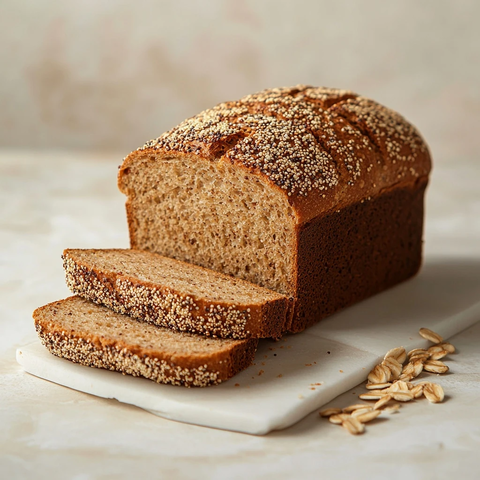 藜麦面包切片浅色背景