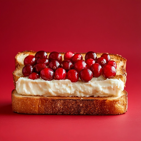 吐司奶酪蔓越莓红色背景