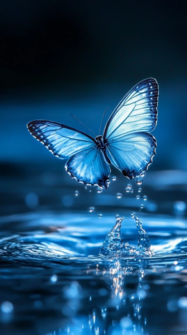 水蝴蝶掠过水面瞬间