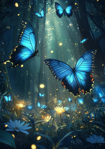 萤火森林与蓝蝶月光