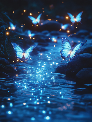 夜光河蝴蝶发光水体