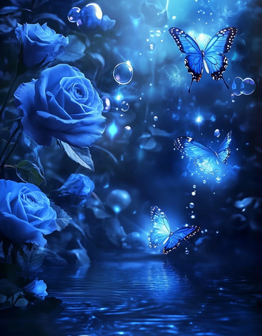 蓝玫瑰蝴蝶发光泡泡