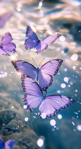 紫色蝴蝶水中游动