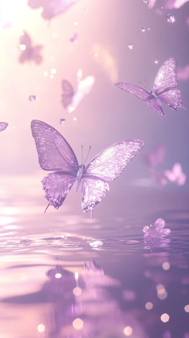 水晶蝴蝶水上飞舞