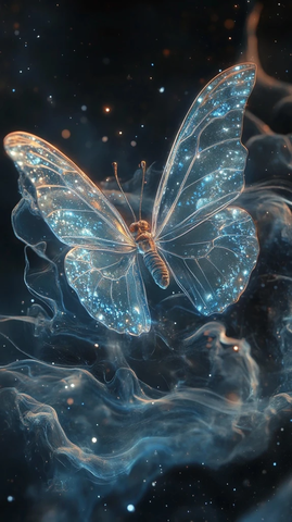 星云蝴蝶结晶翅膀发光