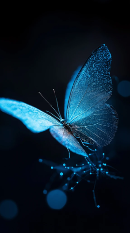 蓝光蝴蝶翅膀展开