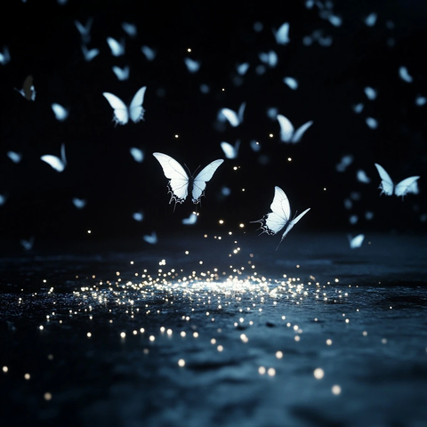 发光地面与飞舞萤蝶