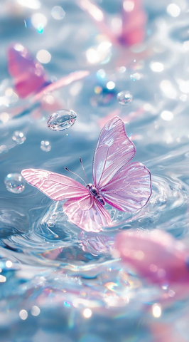 粉色蝴蝶水波银光