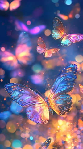 夜色蝴蝶与七彩天空