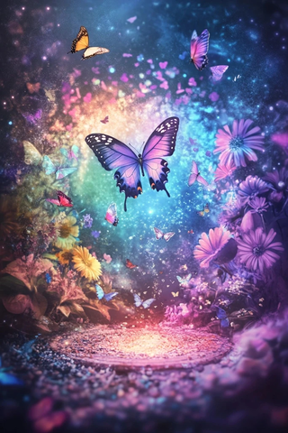 蝴蝶花朵日出蜕变之旅