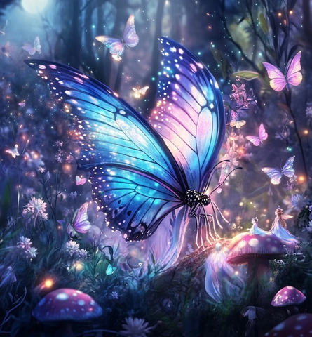 蝴蝶仙子森林月夜共舞