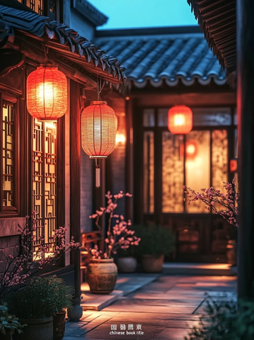 古色古香中式庭院夜景灯笼暖光氛围