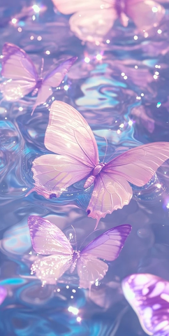 粉色紫色蝴蝶水下闪光