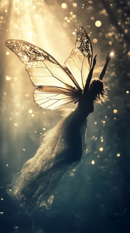 蝴蝶翅膀女性飞向光明