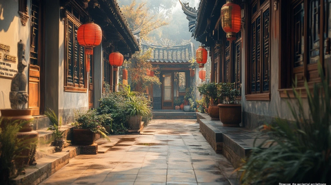 古色古香的中式庭院小巷