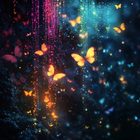 夜色中的幻彩光影与迷雾