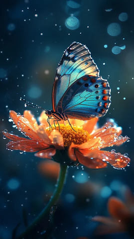 夜光花露水滴蝴蝶