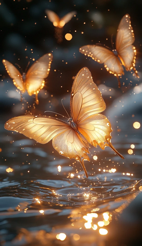 金色蝴蝶水中游动