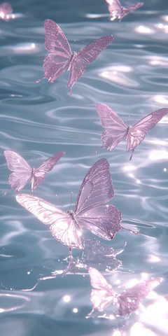 粉色蝴蝶浮水闪烁