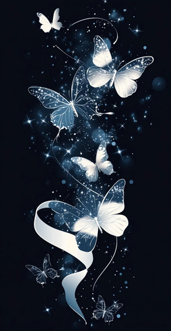 白色缎带蝴蝶发光图案