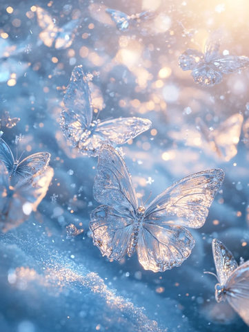 冰晶蝴蝶阳光雪景
