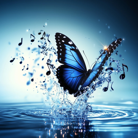 蝴蝶飞舞带音符翅膀