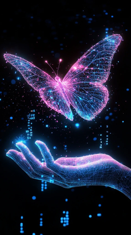 发光蝴蝶与数据线条