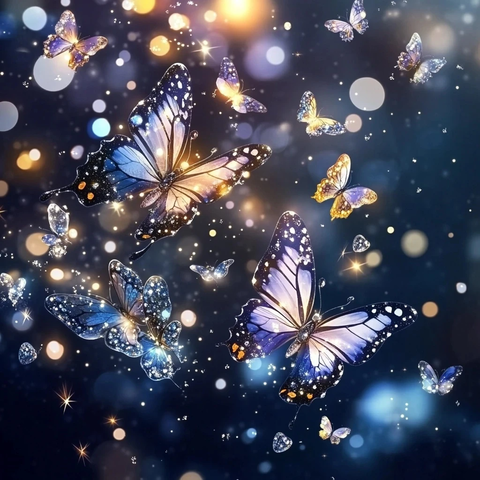 蝴蝶钻石幻彩灯串背景