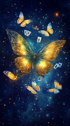 蓝色星空蝴蝶扑克牌