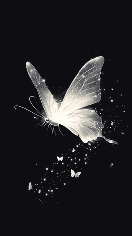 银光蝴蝶飞舞黑背景