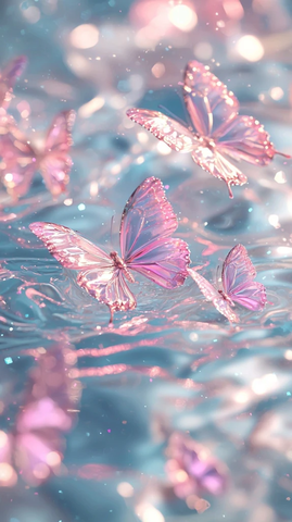 粉色水面蝴蝶闪烁