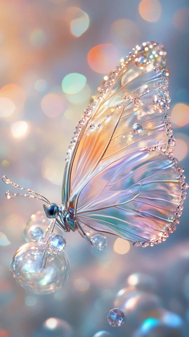 水晶蝴蝶水珠珍珠镶嵌