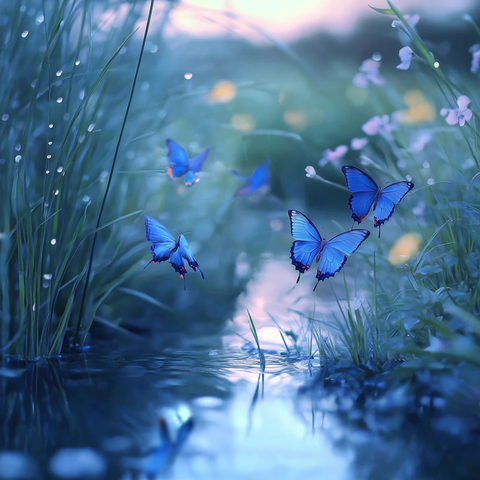 雨后黄昏蝴蝶舞动