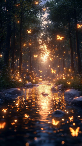 魔法柳树林星河倒影