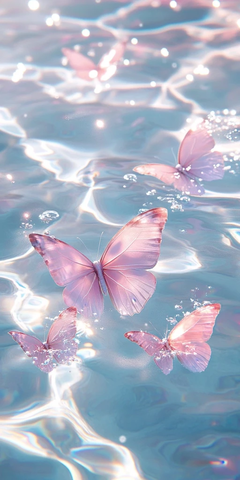 蝴蝶浮水银光涟漪