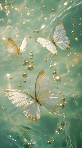 水中蝴蝶幻影金色光芒